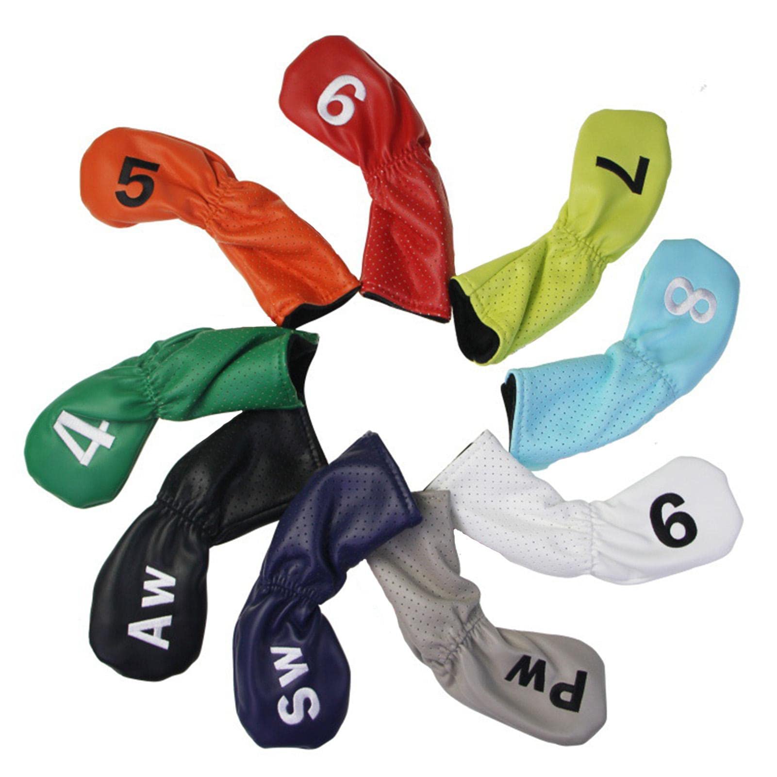 Iron Head Covers 9 housses clubs golf en fer | 9 capots clubs golf imperméables brodés en polyuréthane compatible avec la plupart des marques
