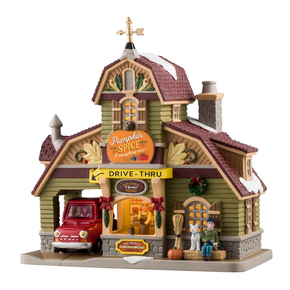 Lemax Pumpkin Spice coffee shop miniatura decorativa de Harvest Crossing 2024