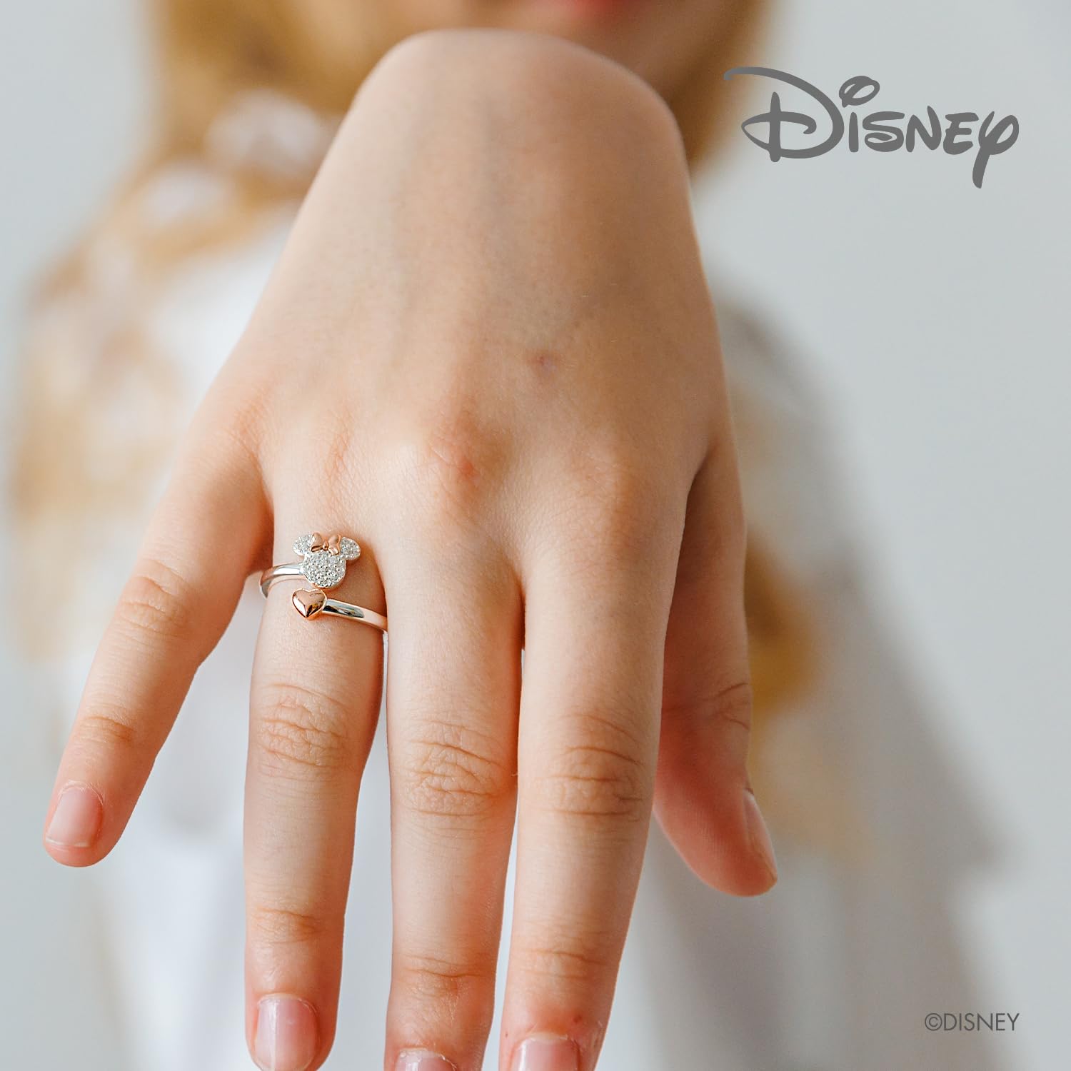 Disney Bague pour Fille en Argent 925 - Taille unique, Minnie Mouse Anneau, Cristal
