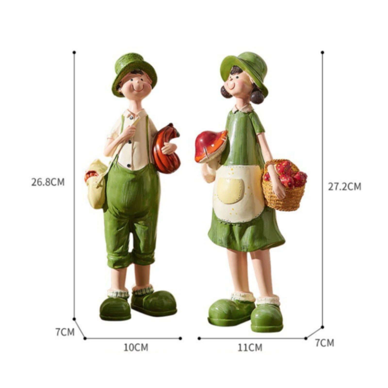 2 Pezzi Statuette Coppia Figurine Statue Coppia Scultura Amanti in Resina Stile Country con Verdi Adatta per Scaffale Camera da Letto Studio Soggiorno Angoli Tranquilli