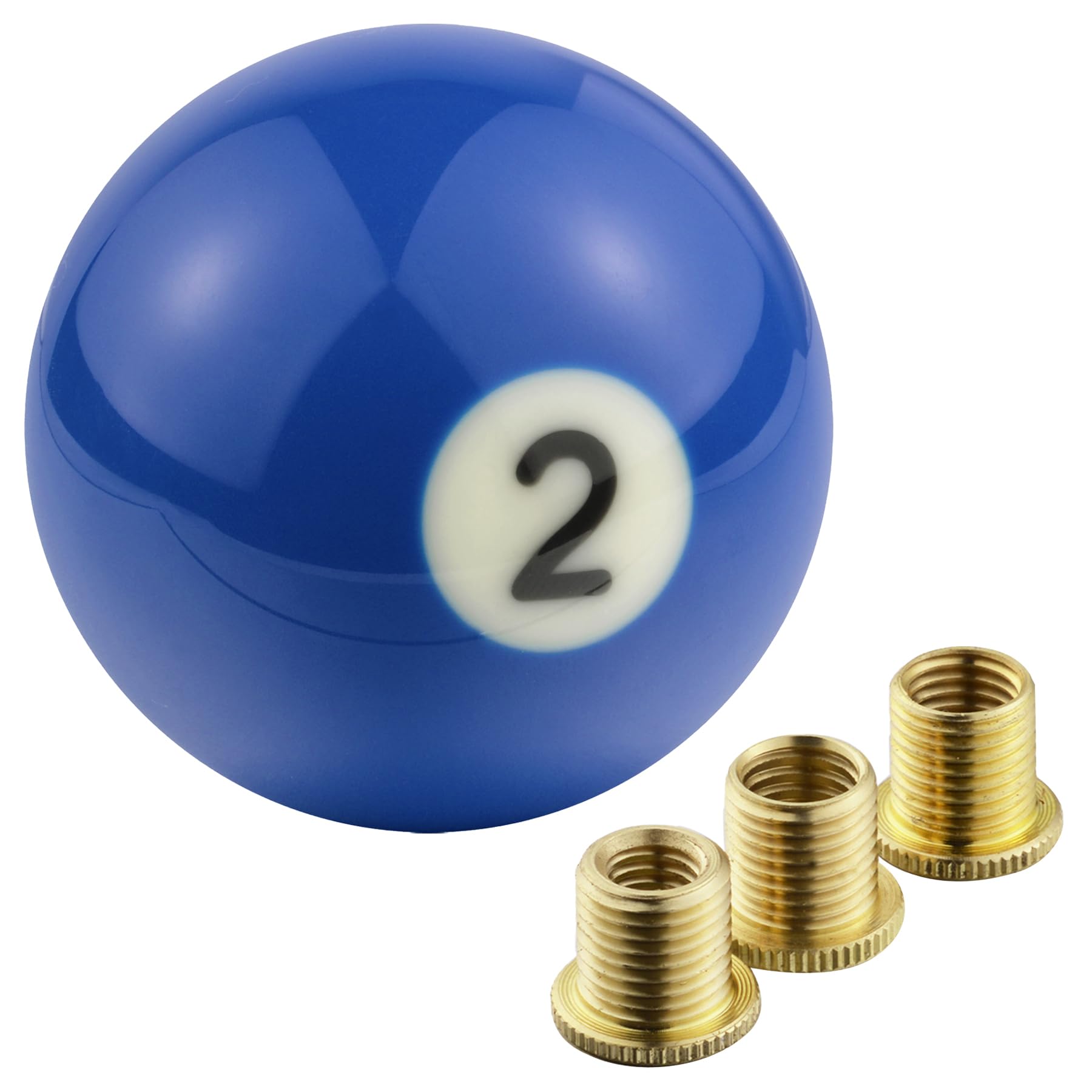 Padaodao Resin Blue Ball Gear Knob Number 2 Billiards Lever Stick Shifter Head for Most Manual Transmission Vehicles SUV Truck Cars