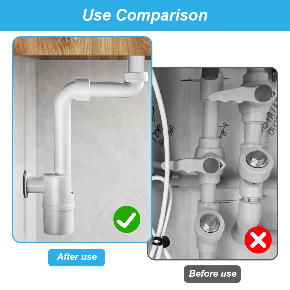 Sifón plano ajustable 360° de 1/4 pulgadas para lavabo, cierre de olores