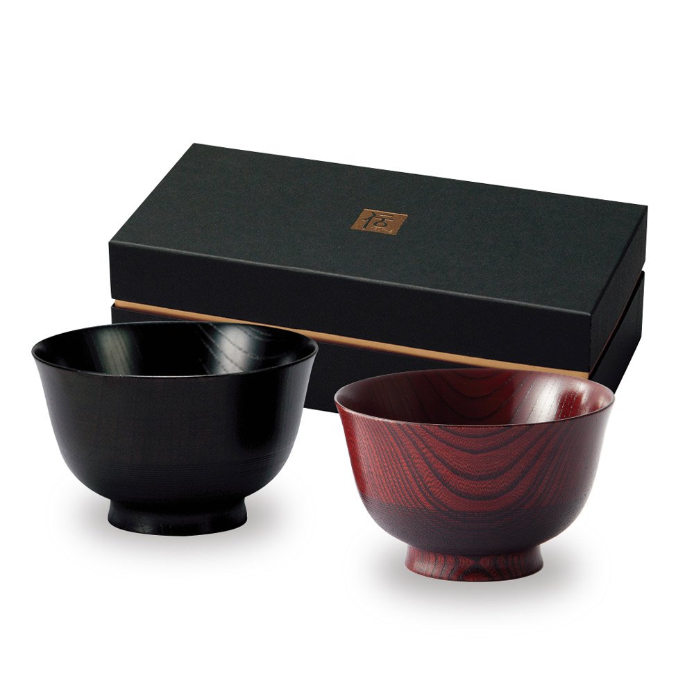 Amazon.co.jp: 東出漆器 「伝」山中塗 カップ&汁椀ペアセット 6020