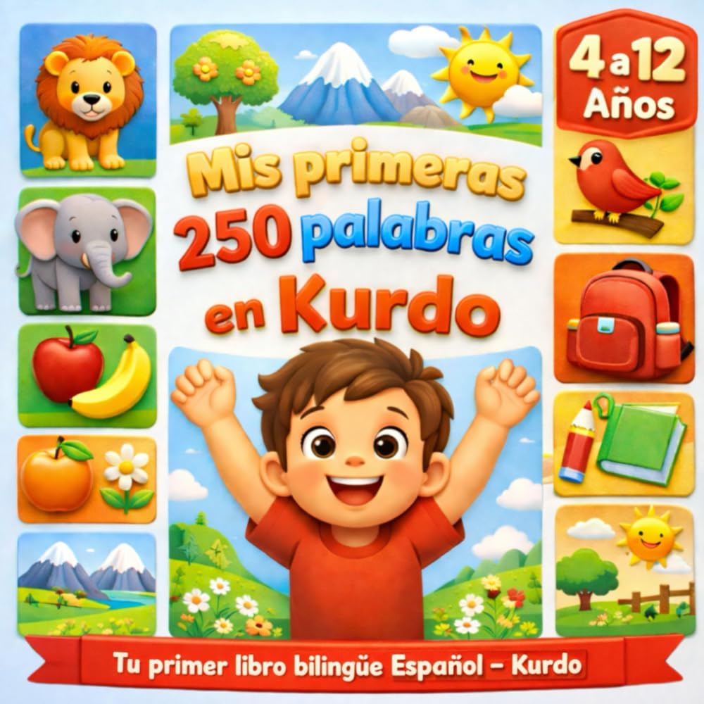 Mis primeras 250 palabras en Kurdo: Diccionario ilustrado para niños – 250 palabras básicas para aprender kurdo (kurmancî) fácilmente.