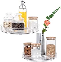 Lazy Susan Organizer Clear Lazy Susan Turntable for Cabinet Pantry Fridge Lazy Susan Spice Rack Plastic 2 Pack (9 inch & 10 inch)