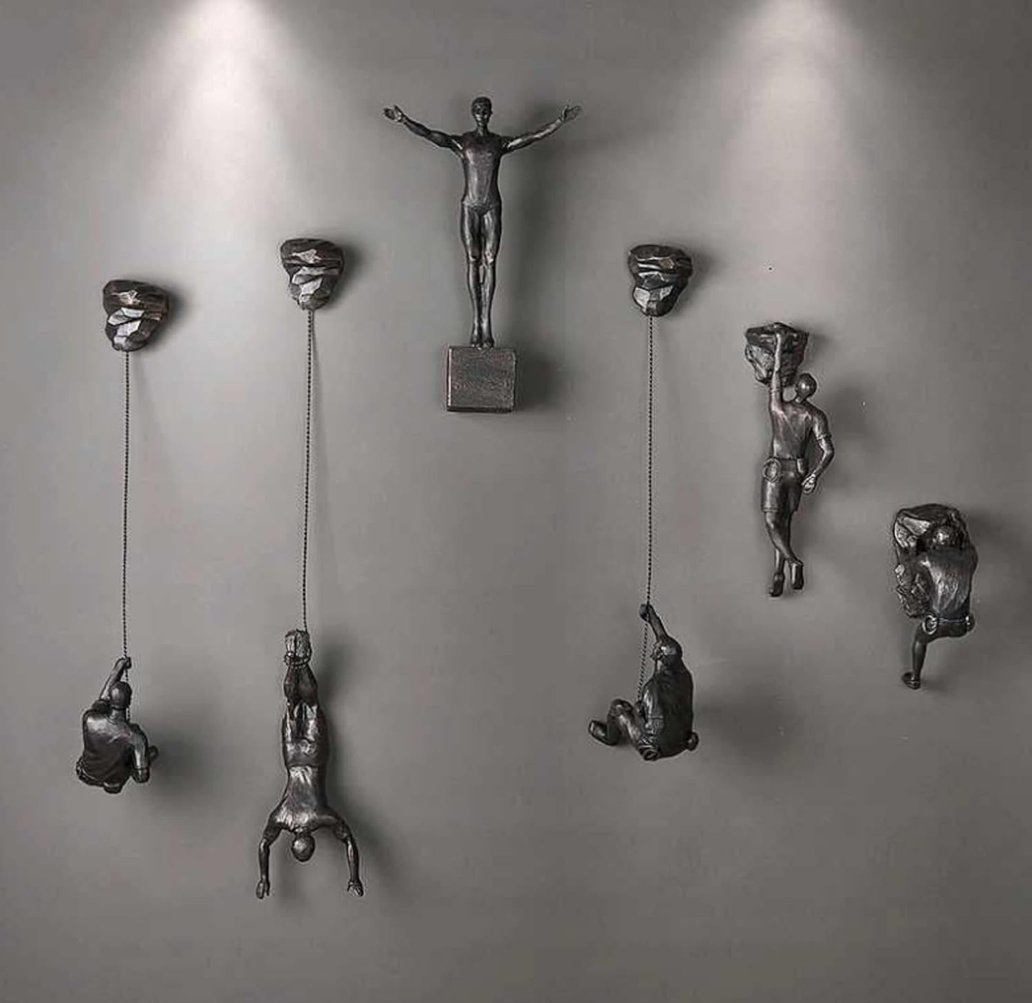 Large Set of 6 Wall Climbing Man, Black x6 Climbing Man