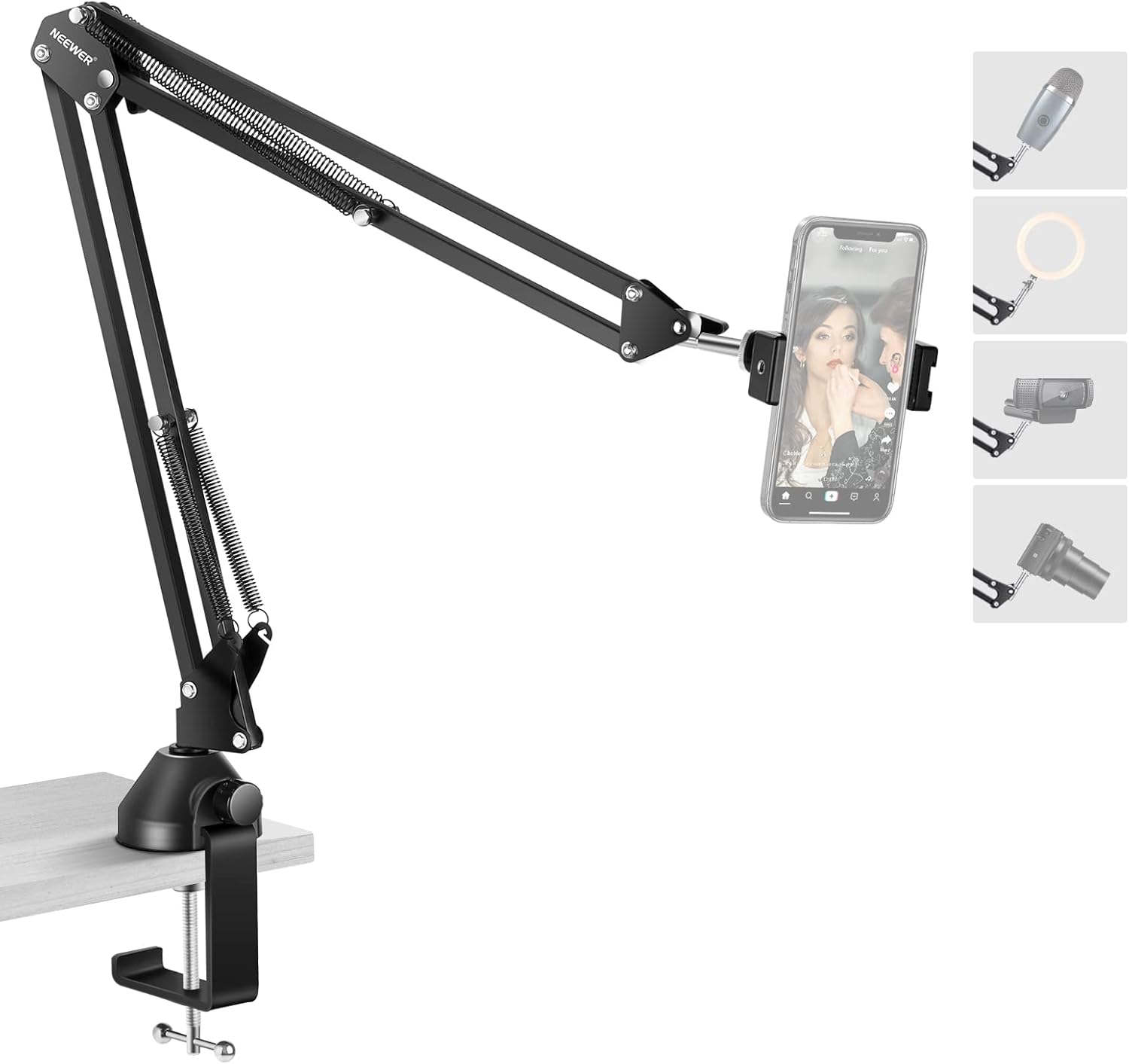 Neewer Overhead Phone Mount Stand, Suspension Scissor Arm Stand with