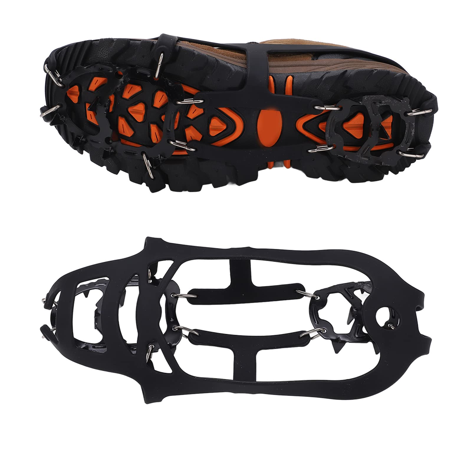 Generic 1 Pair 18 Teeth Ice Shoe Grips Antislip Walk Traction Cleat Snowshoe Grips Antifall Shoe Cover Snow Claw for Winter Climbing Hiking and Fishing (L Size: Suitable for 38?46 EU Size)