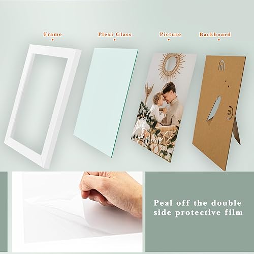 Miniatura 4 de Golden State Art Juego de 8 portarretratos de 8 x 10 pulgadas, juego de marcos de pared para galería, marco familiar delgado de mesa con vidrio de