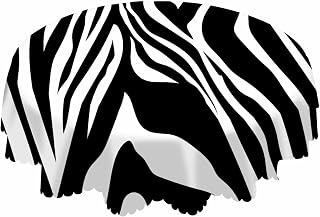 AOYEGO Zebra Stripes Black Round Tablecloth 60 Inch Animal Skin Texture Curve Fashion Simple Art Pattern Table Cloth Polyester Tablecloths for Home Decor, Parties, Picnic