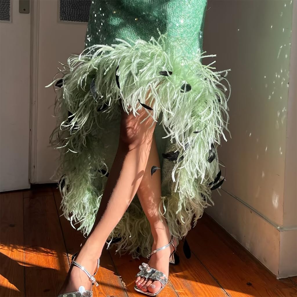 2Yard Mint Green Ostrich Feather Fringe Trim 4-6inch in Width for DIY  Costume Sewing Craft Decor Dress Accessories Party Supplies Festival  Outfits - BigaMart