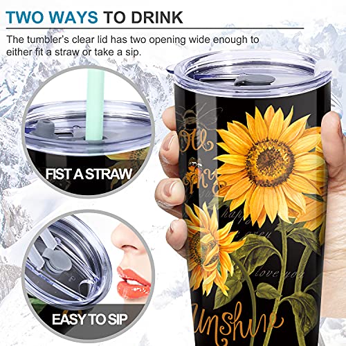 NymphFable 20oz Girasol Taza Termo Cafe para Llevar Taza Termica Acero Inoxidable Taza Personalizada - Imagen 5