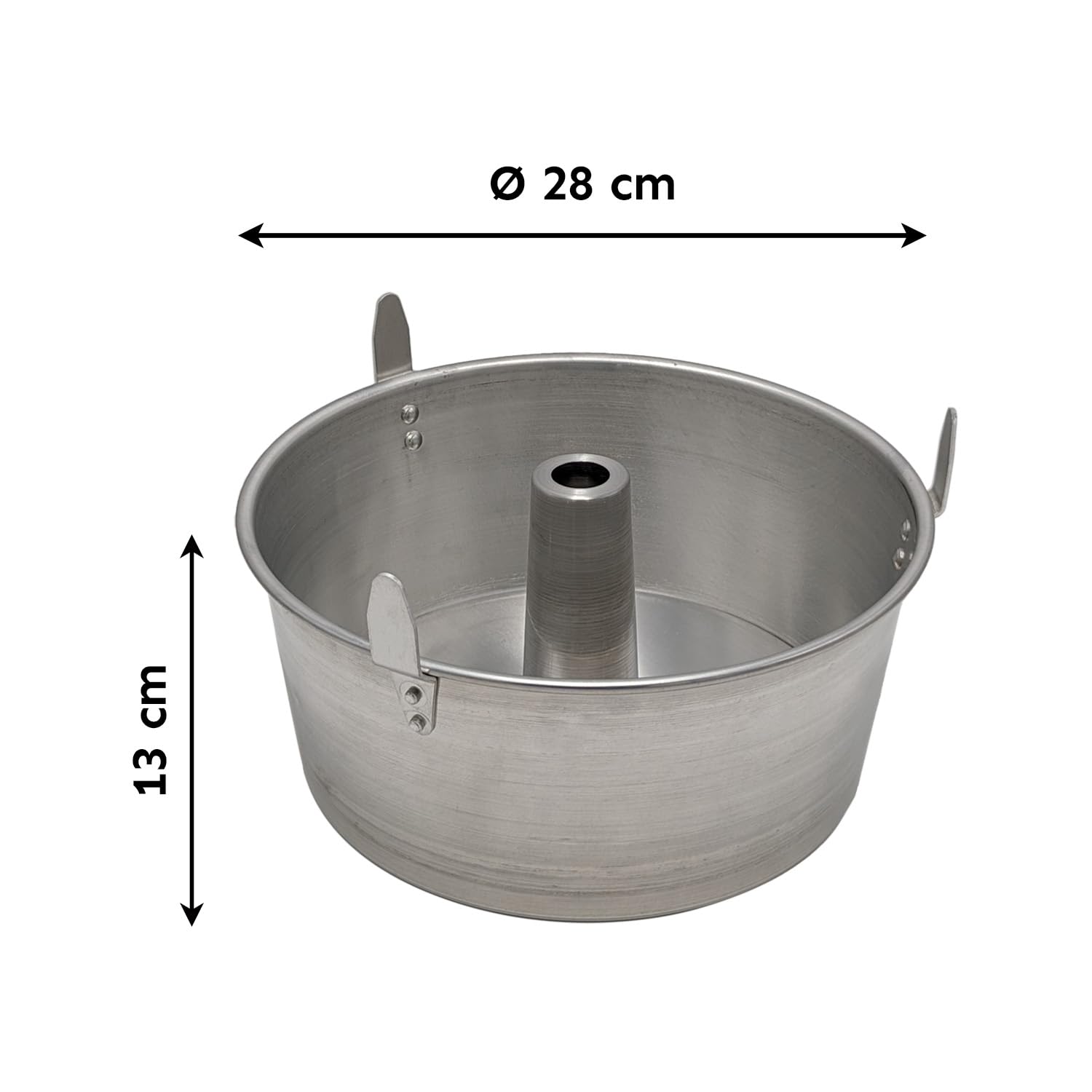 Ruoto Americano Tortiera in Alluminio con Piedi CM.28, Stampo per Ciambellone, Chiffon Cake, Torte Salate, Dolci
