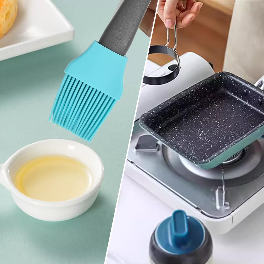 CAREDGO 4 Pezzi Stampo per Uova in Acciaio Inox Stampo per Pancake Grande Formine per Uova al Tegamino Formine per Pancake Antiaderente con 1 Pennello ad Olio per Cucinare Uova Fritte Muffin (9cm/5cm)