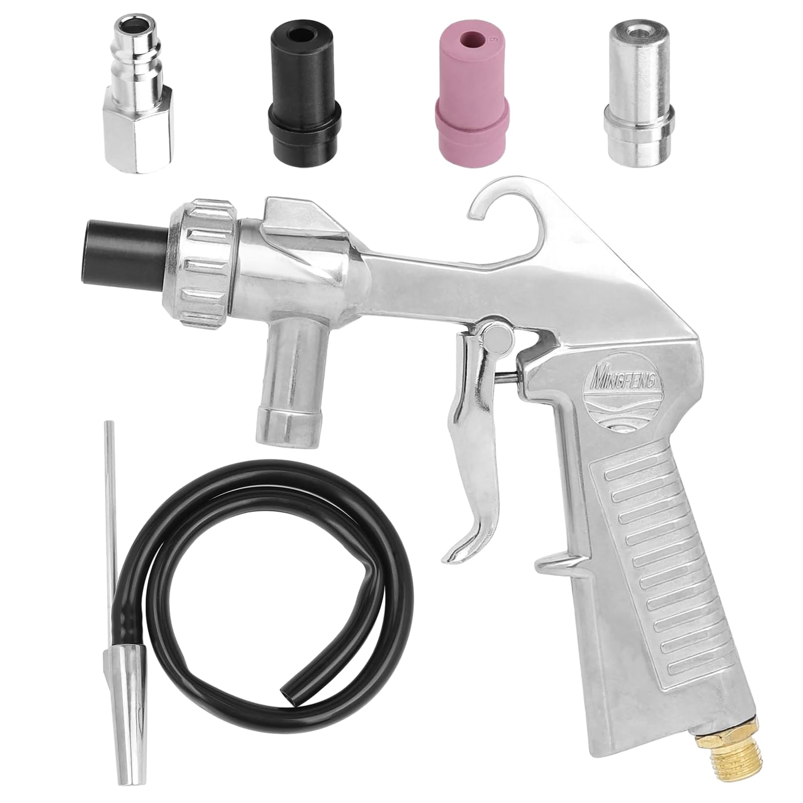 Kit de pistolet à sablage Air comprimé, pistolet de sablage avec Tube d'aspiration de sable/buses en céramique/buse en métal et raccord d'air, sablage aerogommeuse