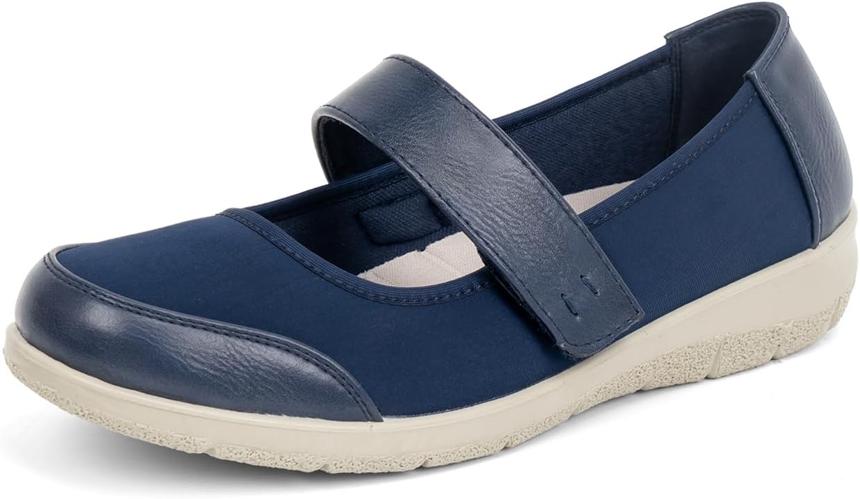 Women Orthopedic Mary Jane Flats Comfortable Bunions Walking Shoes Round Toe Lightweight Orthotic Shoes with Arch Support