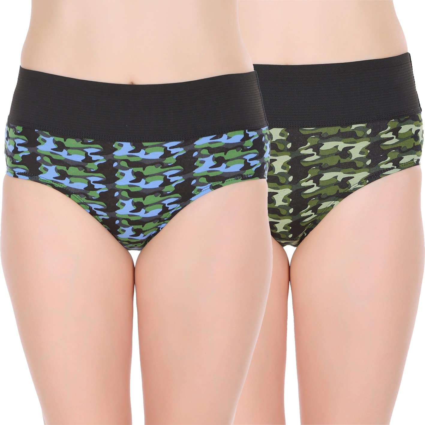 Selfcare Womens Super Combed Soft Cotton Sinker Solid Tummy Control/Tummy Tucker Hipsters Panties with Premium Soft High Waist Elastic Band - Pack of 2