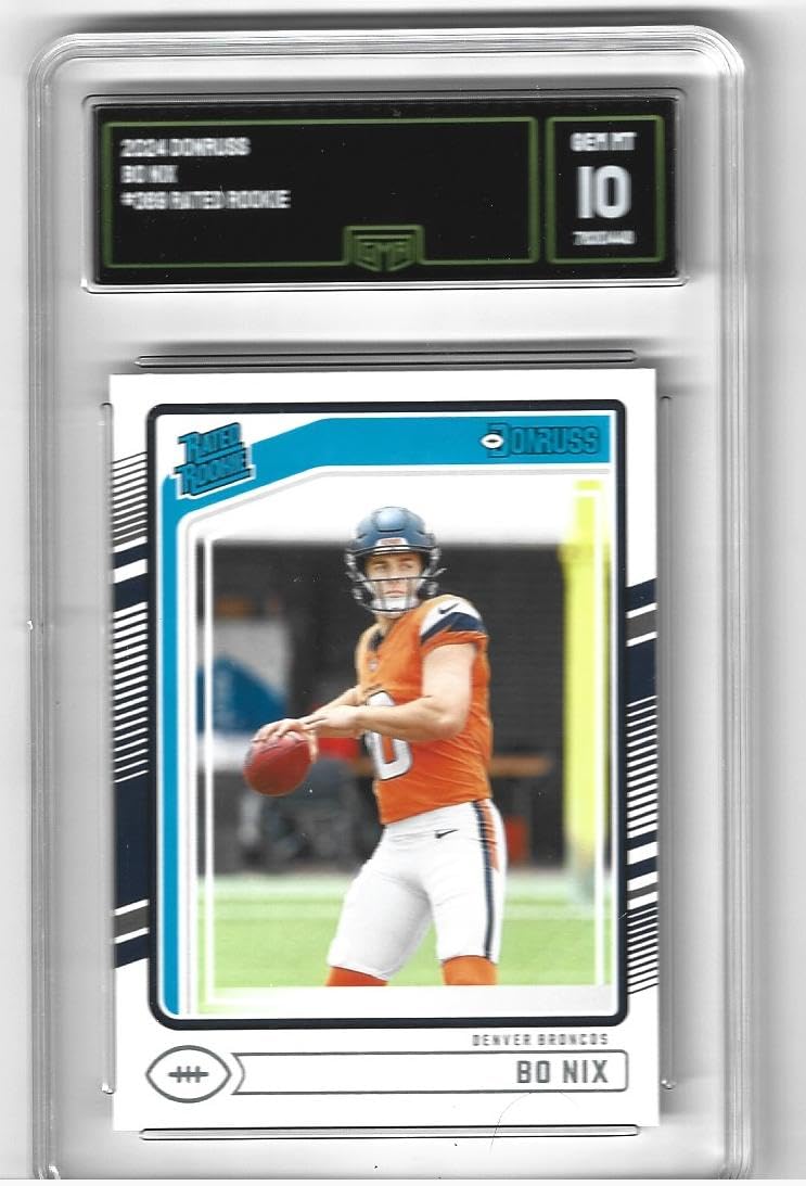 Amazon.com: Graded Gem Mint 10 Bo Nix 2024 Donruss Rated Rookie Football  Card #369 Denver Broncos Young Star Quarterback : Collectibles & Fine Art