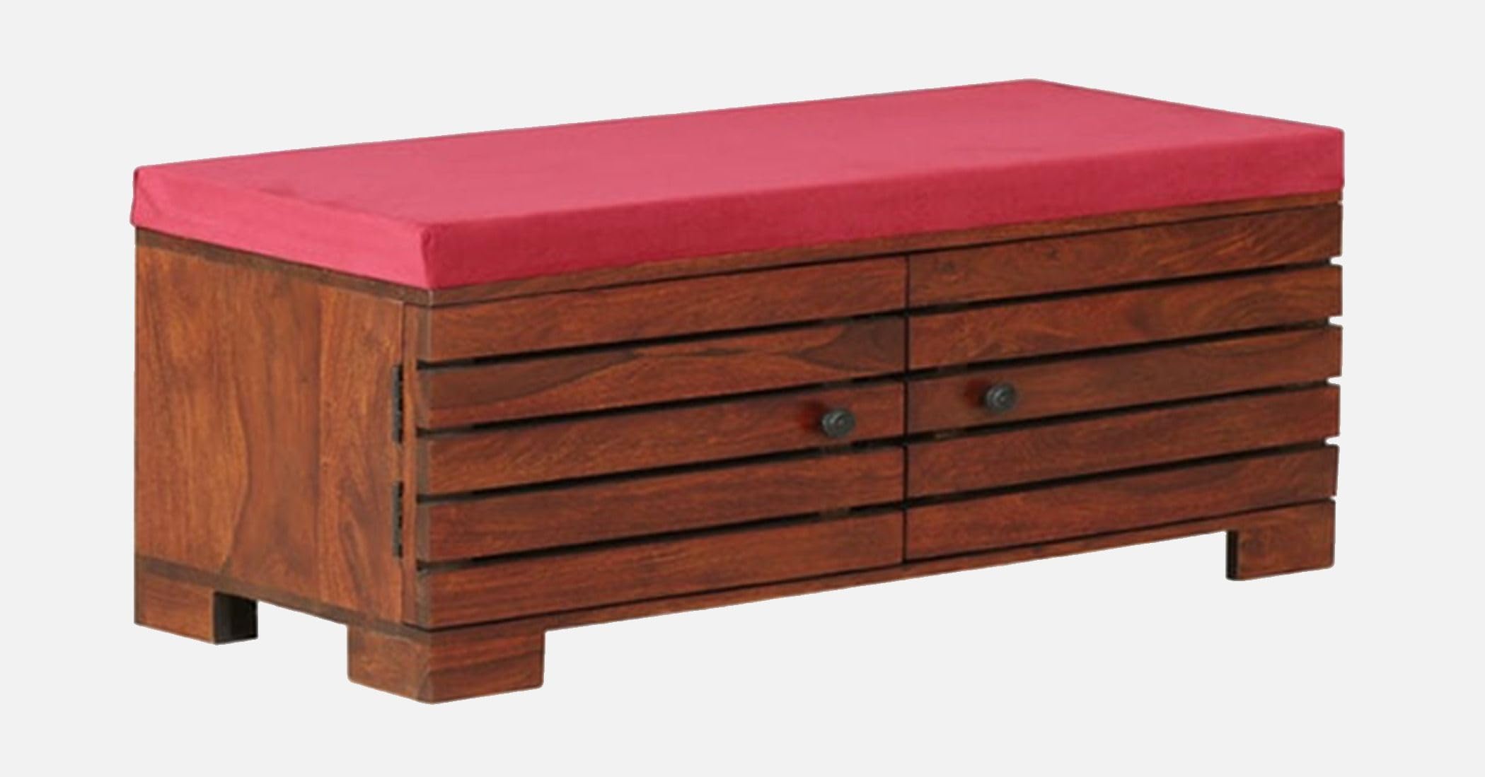 Madden Sheesham (Rosewood) Solid Wood Shoe Rack (Teak Finish Red Upholstery-image-25