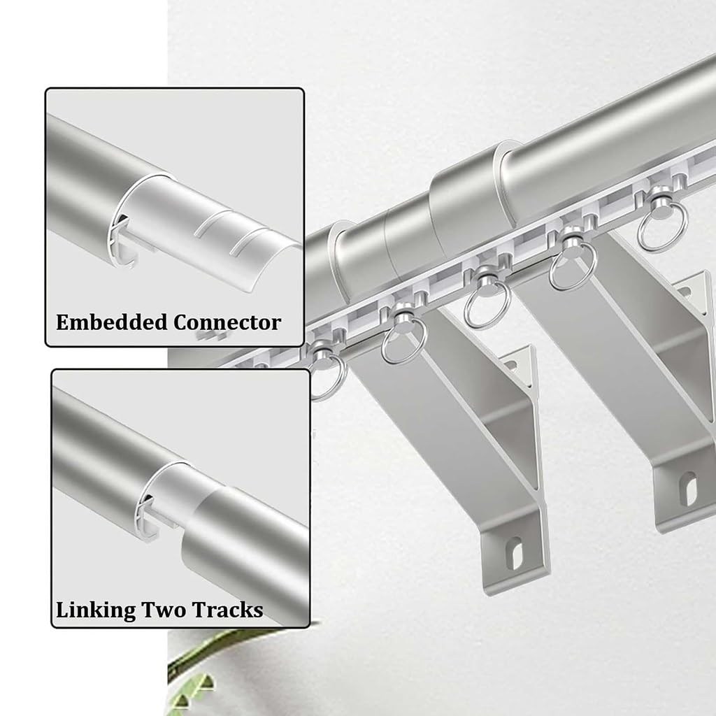 Rail de Rideau Double en Aluminium Robuste pour Baie vitrée (Noir, 4,6 m), Longueurs réglables de 2,5 m à 4,8 m. Idéal pour Rideaux et voilages.