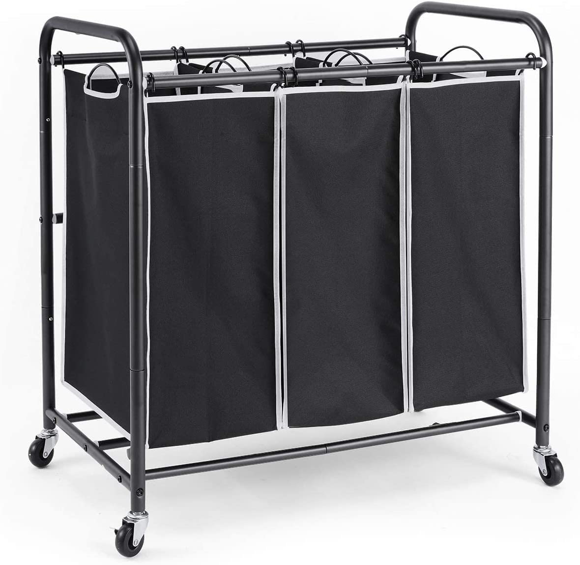 INDIAN DECOR 79106 Laundry Sorter, 3 Bag Laundry Hamper Sorter with Rolling Heavy Duty Casters, Laundry Organizer Cart for Clothes Storage, Black