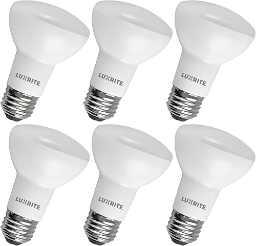 LUXRITE Bombilla LED BR20, equivalente a 45 W, blanco frío de 4000 K, regulable, 460 lúmenes, bombilla LED R20 de 6.5 W, Energy Star, clasificación