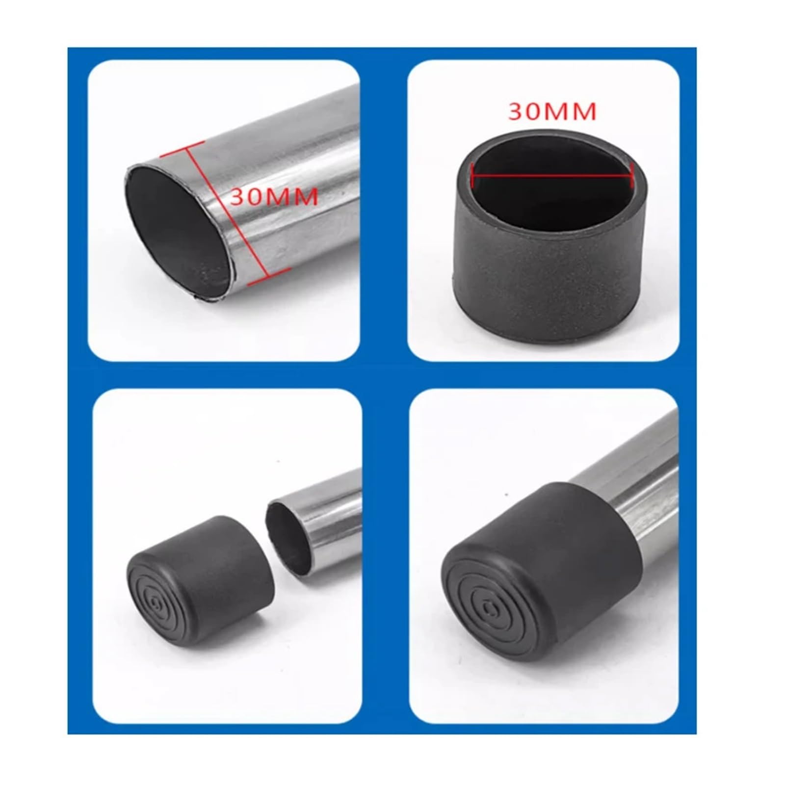 Tappo for tubo con manicotto in gomma morbida in PVC nero