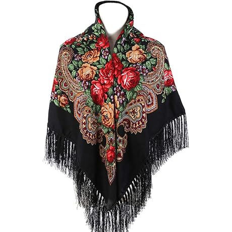 Women's Traditional Scarf Wrap Tassel Shawl Fringes Neck Head Shawl Retro Scarf...