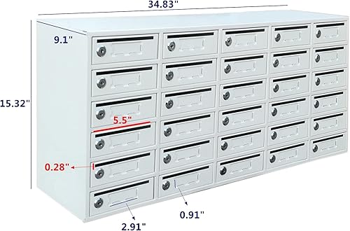 Miniatura 4 de FixtureDisplays Taquillas de la estación de almacenamiento del teléfono celular de 30 ranuras con ranura de 5.5" L funciona para mini, caja de