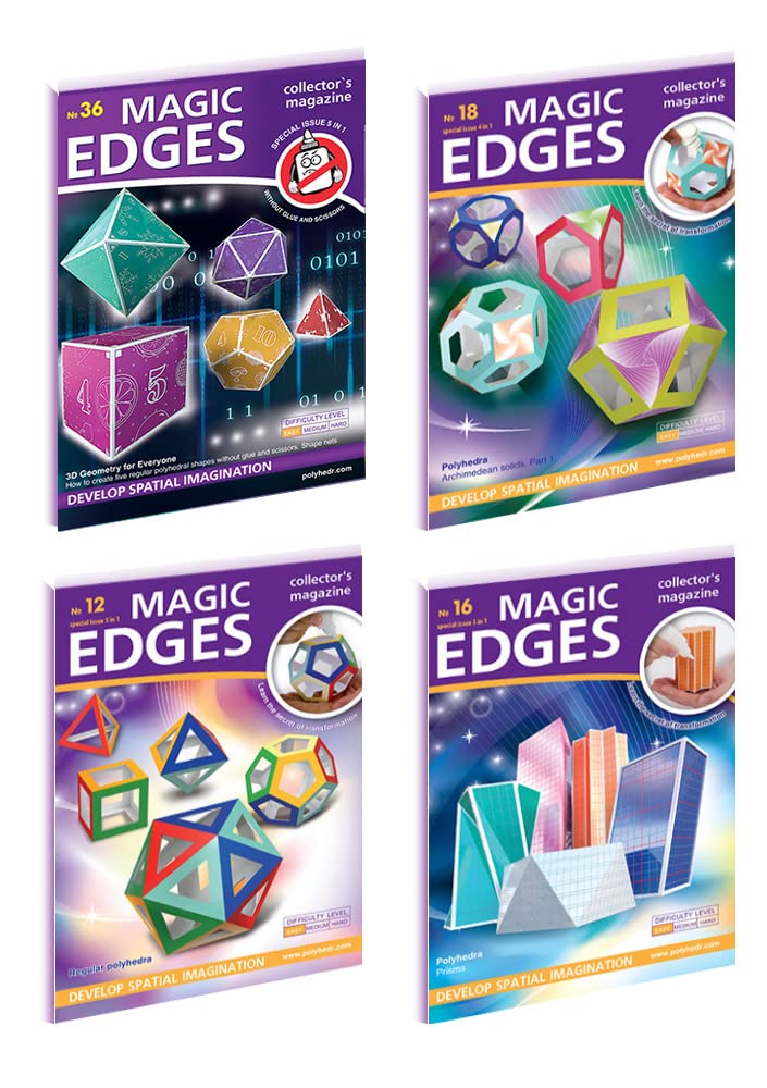 Polyhedra Magic Edges. Set #4 / The Simplest Polyhedra. 3D Paper Model Kits. Platonic Solids. Archimedean Solids. Prisms. Pyramids.