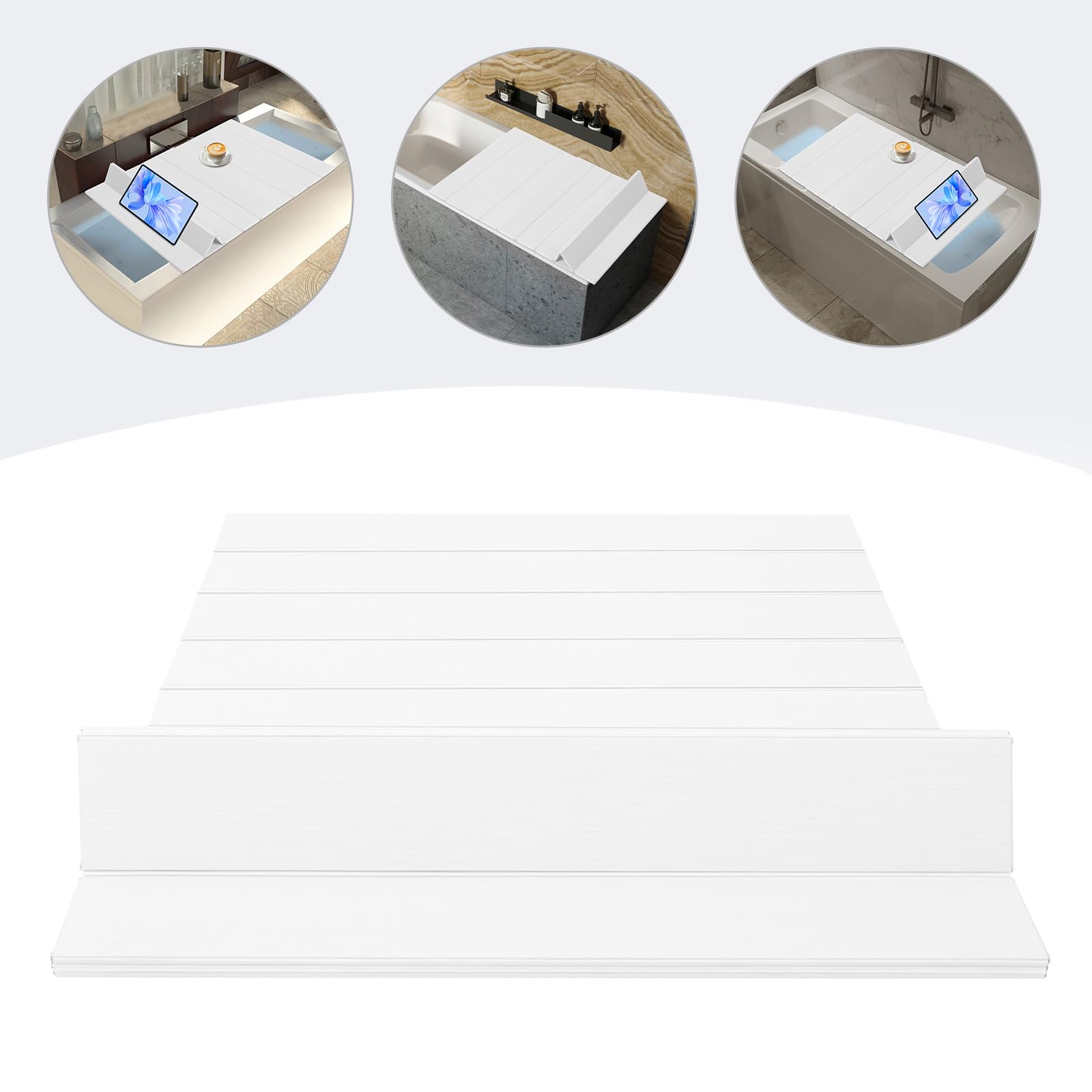 MINRS Badewannenabdeckung Faltbare Badewanne Brett Wasserdicht Staubdicht 160 x 70 x 0,65cm Isolierung PVC Badewannen Maximale Tragfähigkeit 5kg für Hause, Badezimmer, Spa, Weiß