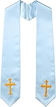 Unisex Adult Clergy Stole with Embroidered Cross Wedding Stole Church Choir Stole