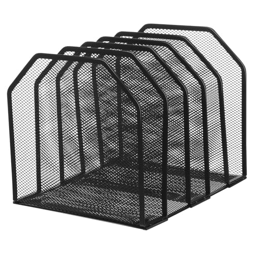 Raccoglitore portadocumenti da scrivania in rete metallica nera con 5 sezioni t per carta A4 Boo forniture per ufficio ideale per uso domestico e ufficio