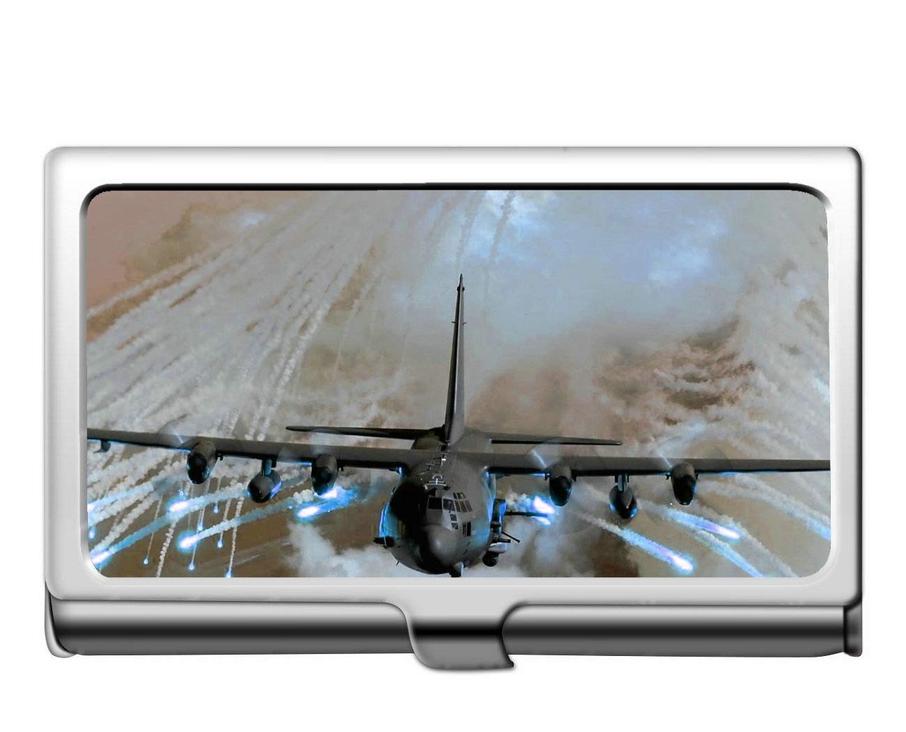 Credit Card Case/ID Case,Military Lockheed AC 130 Stainless Steel Card Holder