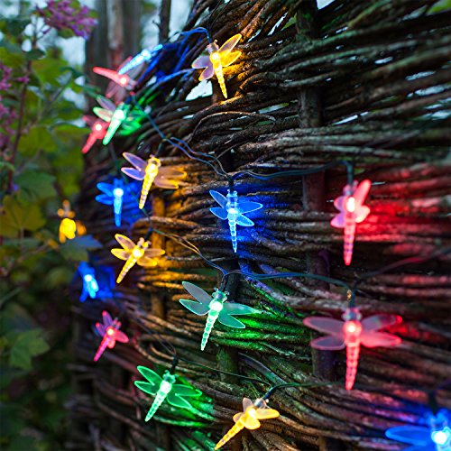 Lights4fun - Ghirlanda Solare di libellule 30 LED