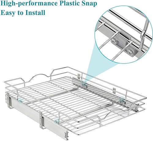 Miniatura 3 de OCG Organizador de gabinete extraíble (11 pulgadas de ancho x 21 pulgadas de profundidad), cajones extraíbles para armarios de cocina, estantes