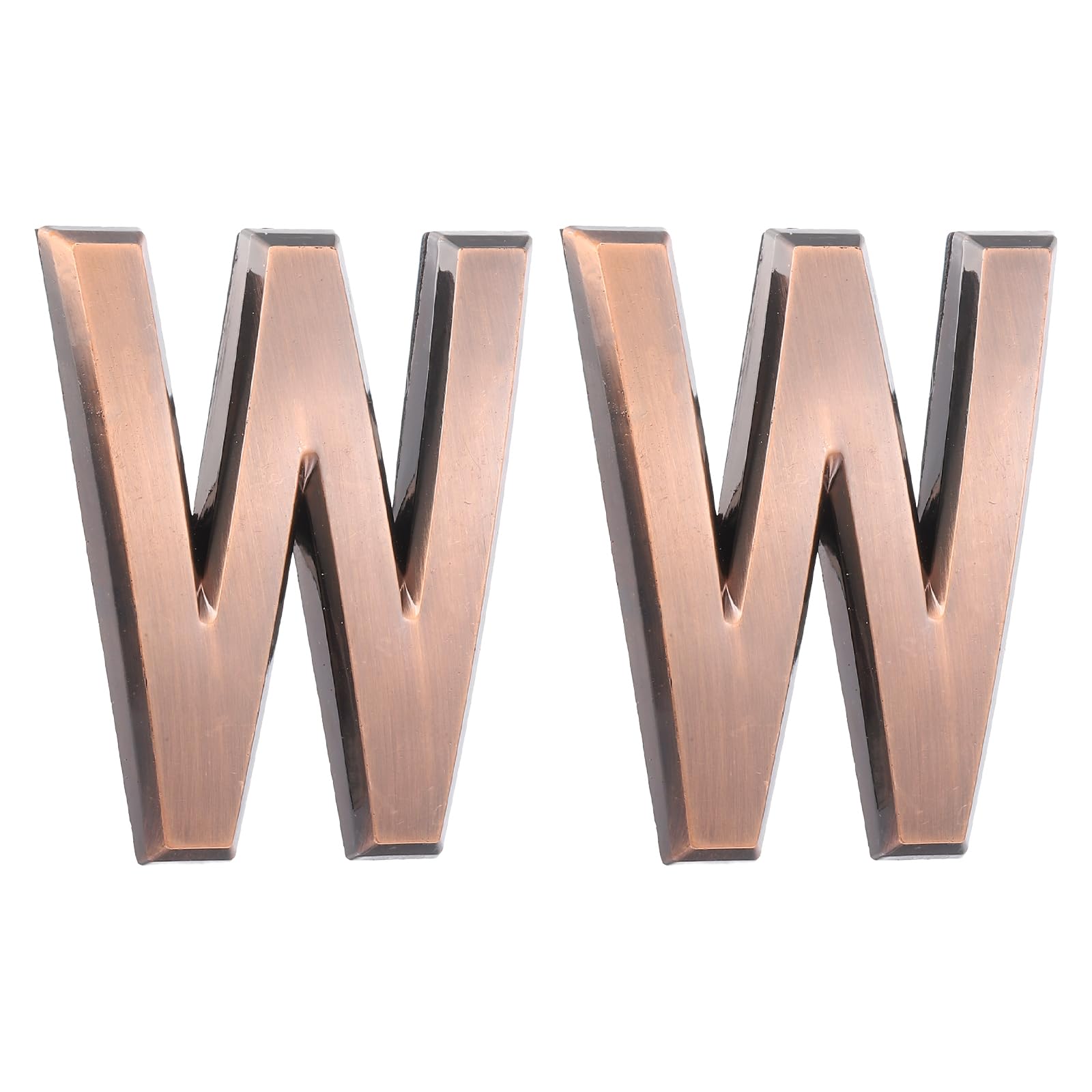 sourcing map 2 Pcs 2.76 Inch House Letters, Self-adhesive Mailbox Door Letter Stickers, Electroplated Finish Outdoor Address Signs for Office Hotel Apartments, Garden (Letter W, Bronze)