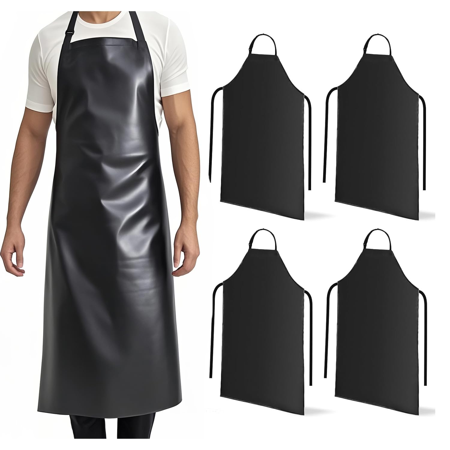 GoldPig Rubber Apron,40 Inch 4pack/2pack Waterproof Apron,Chemical Resistant Apron,Adjustable Aprons for Butcher,Barbecue
