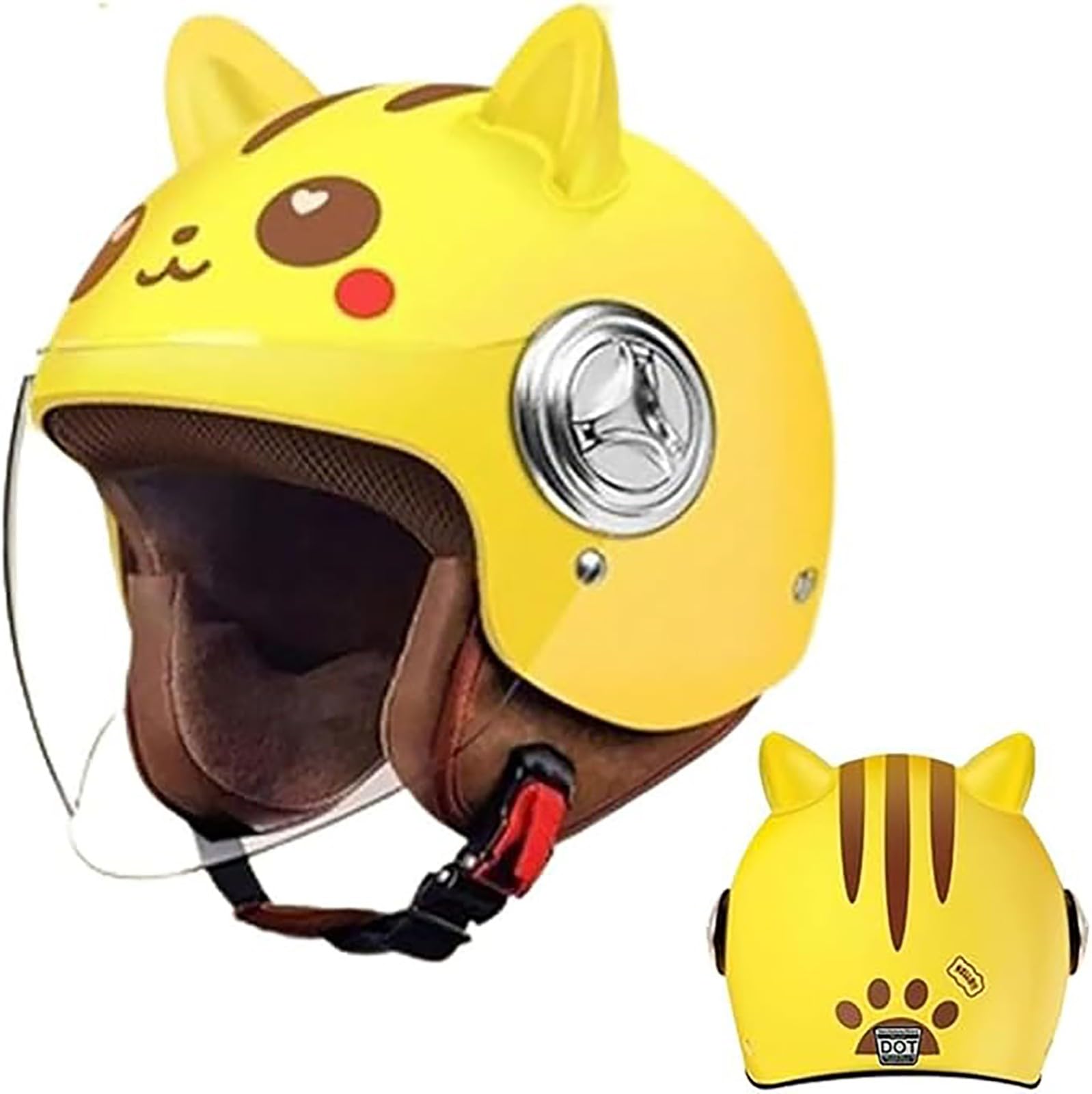 Casco Moto Bambini, Casco Scooter, Casco Jet Con Visiera Parasole, 48-53cm
