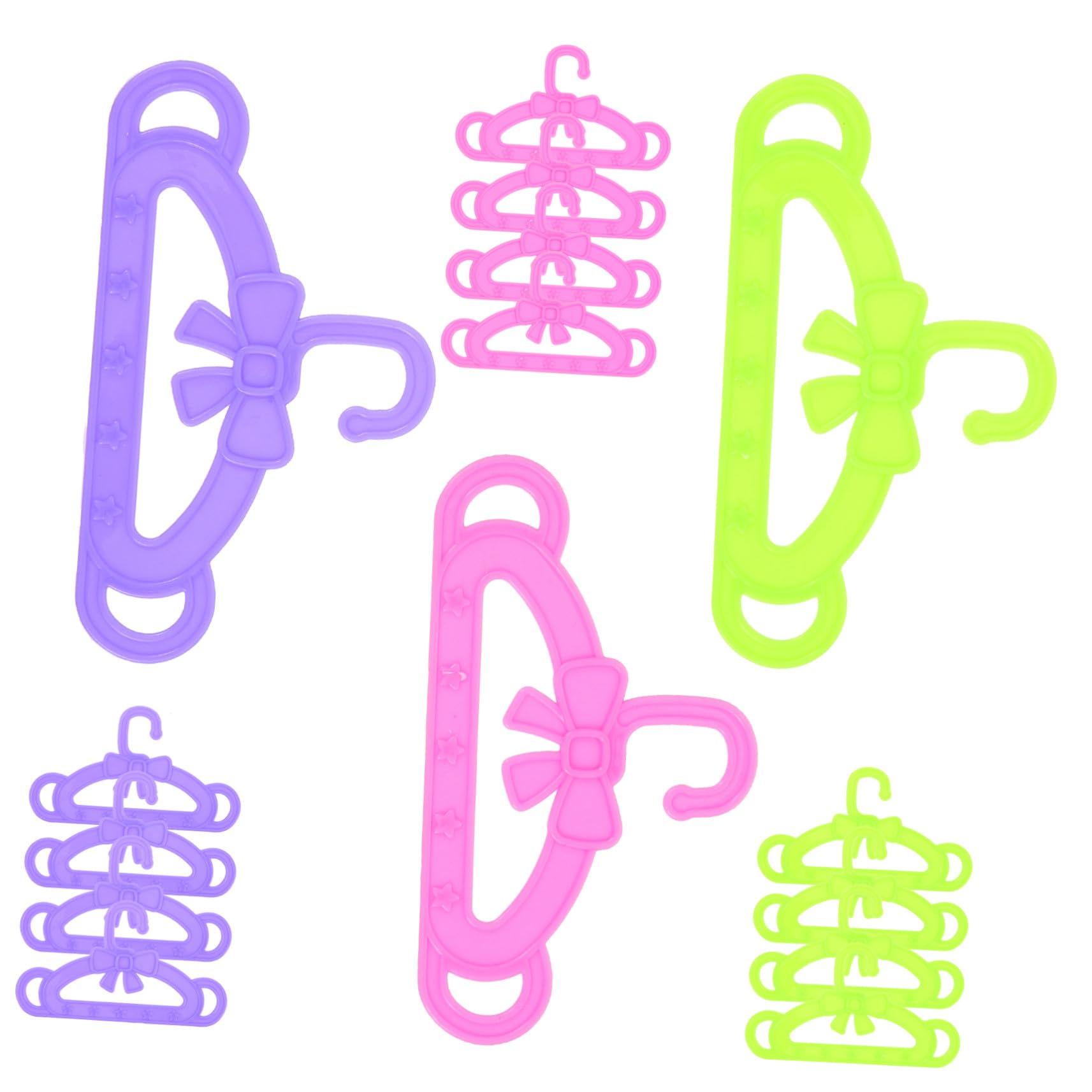 Perchas para Ropa de Muñecas de 18 Pulgadas 15 Piezas Plástico | Accesorios para Vestidos, Juego en Rosa Verde y Morado, Uso en Habitación Infantil y Ocasiones Obsequios
