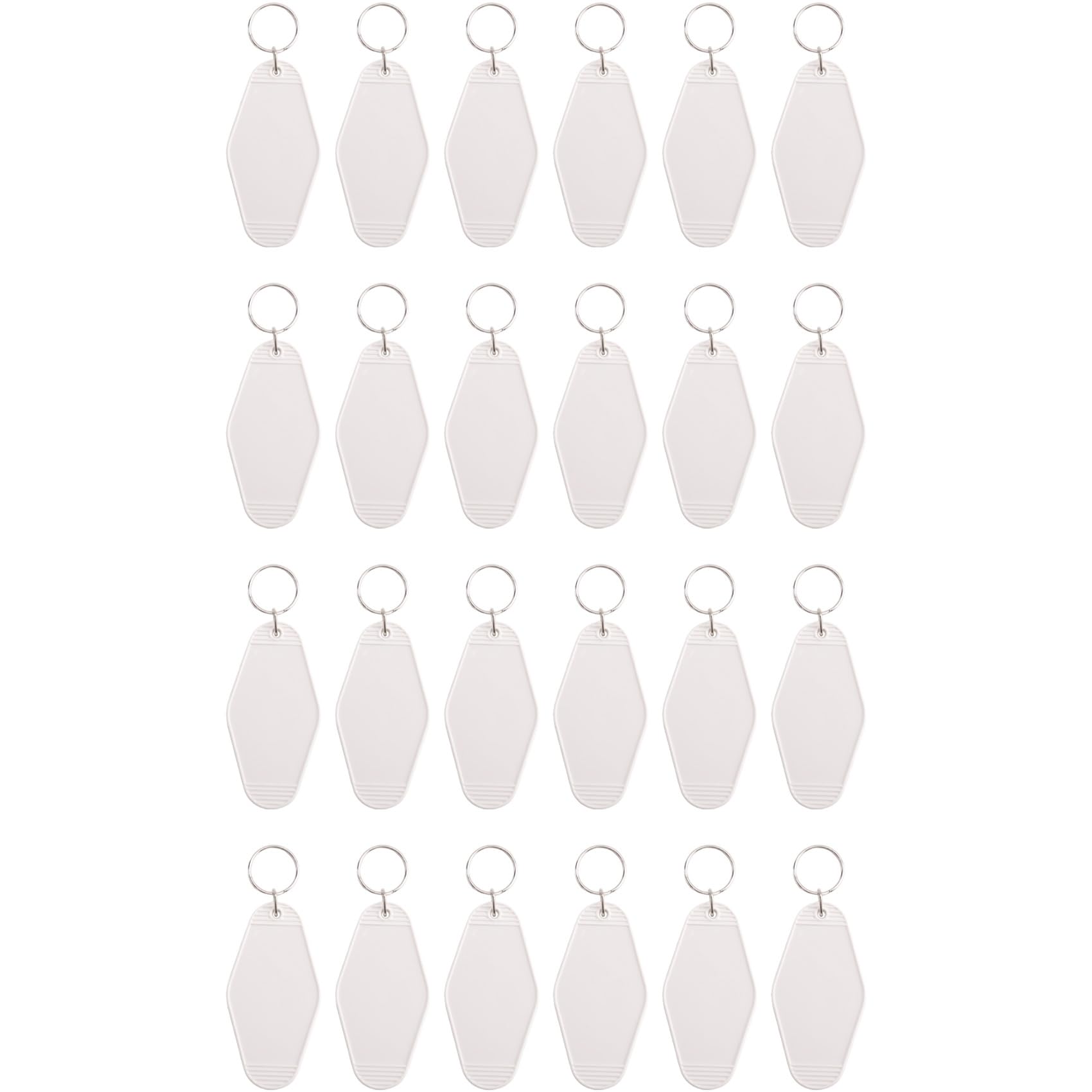 CTRLZS 24 Pcs DIY Blank Hotel Keychains Heat Transfer Blank Keychains Bulk Sublimation (White)