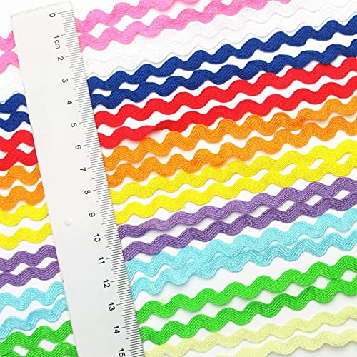 Dandan DIY 50yards Multi-Colors Colorful 5mm Wave Bending Fringe Trim Ribbon for Clothes Dress Sewing Flower Making Home Party Wedding Decoration Lace Ribbon Craft Supply - Thumbnail 3