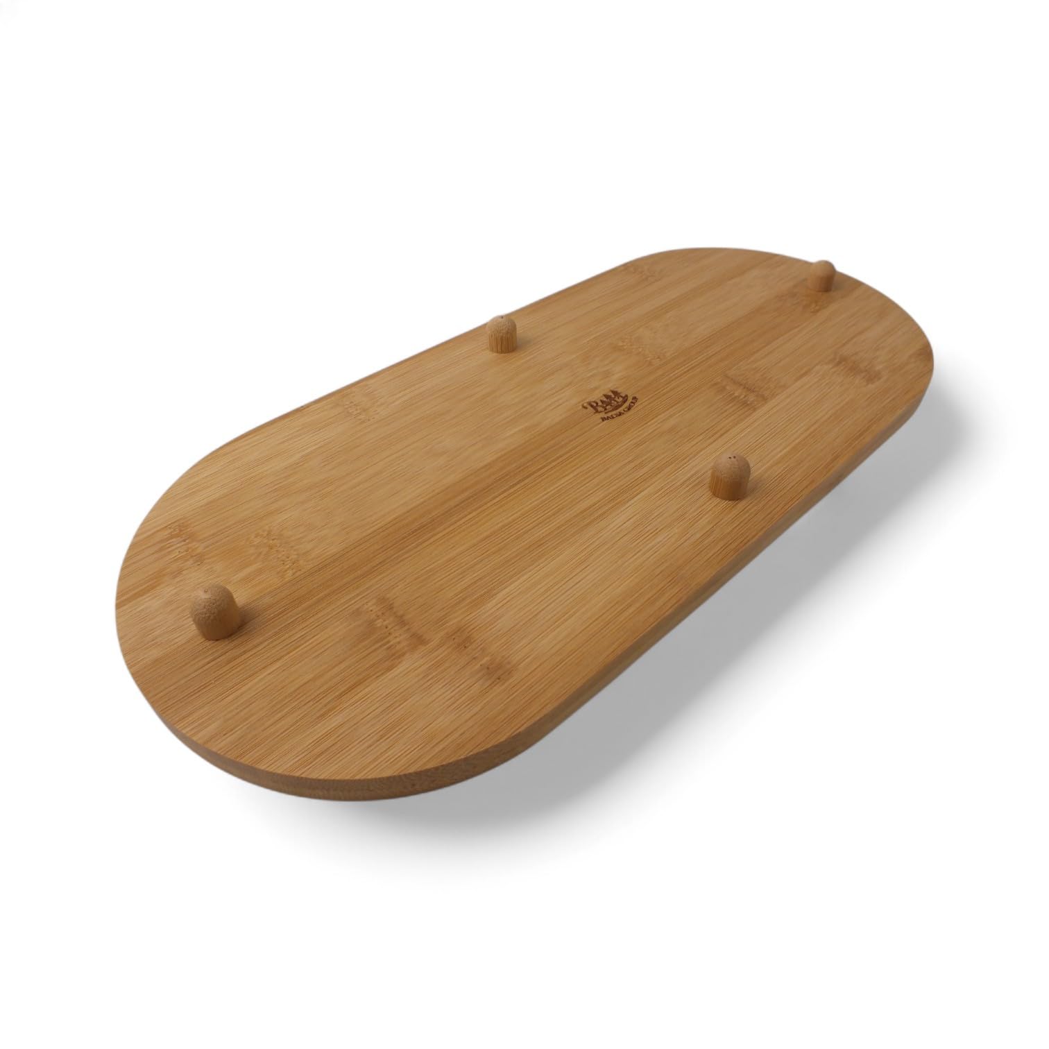 Deconox Ayaklı Bambu Sunum Tabakları, Ayaklı Bambu Sunumluk, Kek, Börek, Çörek ve Çikolata Sunum Tepsisi Yuvarlak Kenarlı Oval Sunumluk (32xm*12cm*1,5cm)