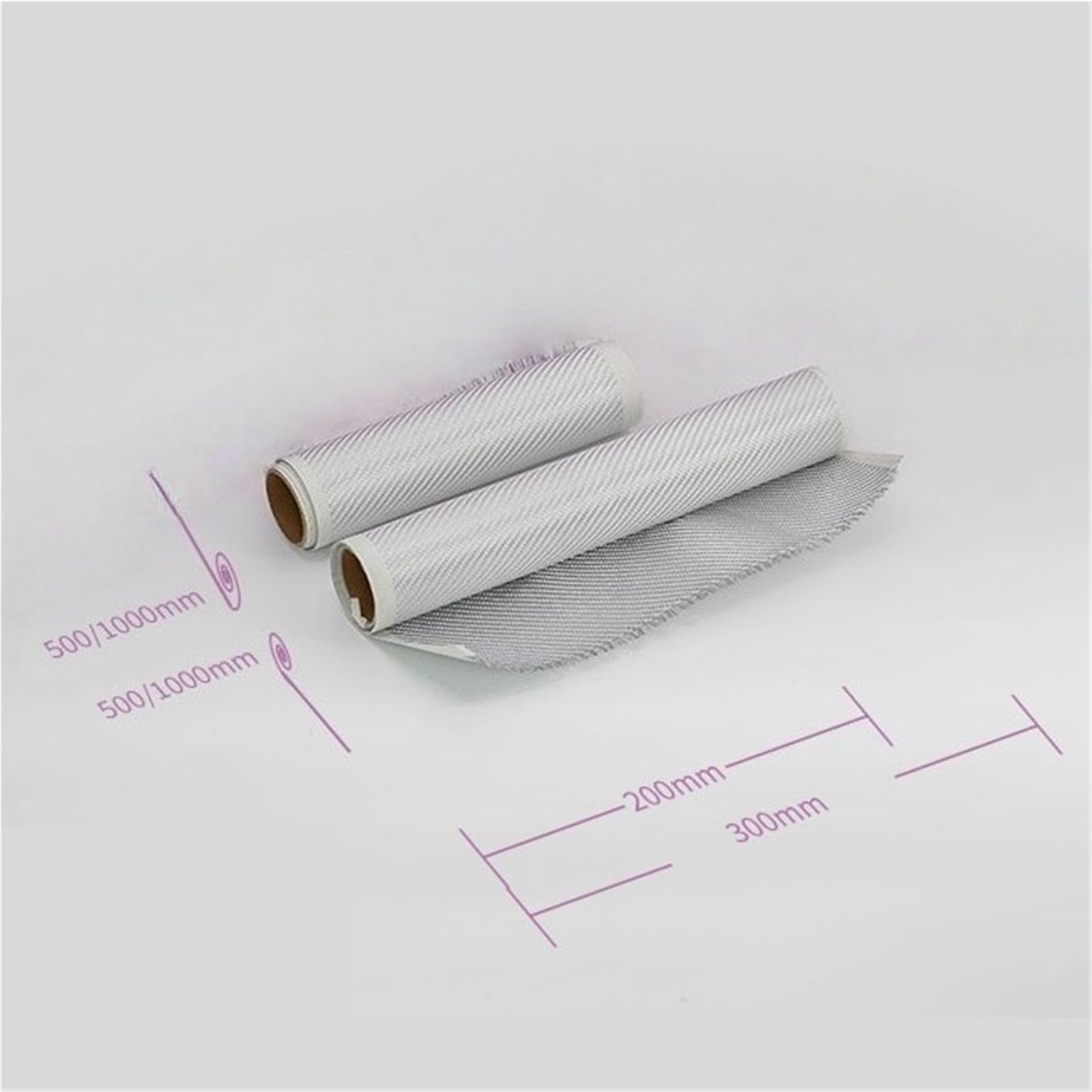 Tkanina z włókna szklanego, Tkanina z włókna węglowego z włókna szklanego 3K o splocie diagonalnym, srebrna, wiele rozmiarów(500 x 1000mm)