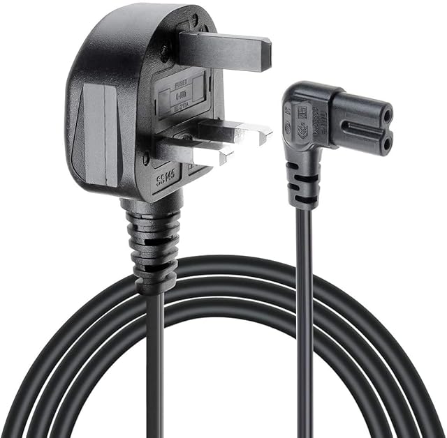 BABZTECH 3M Power Cable UK 3PIN Plug to Right Angled 90 Degree IEC C7 Figure 8 Cord for Samsung Philips Toshiba LG Sony Sharp Panasonic LED Flat TV PS3 PS4 Printer Sky box, Sky Plus+ HD Box