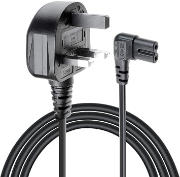 3M Power Cable UK 3PIN Plug to Right Angled 90 Degree IEC C7 Figure 8 Cord COMPATIBLE WITH Samsung Philips Toshiba LG Sony Sharp LED Flat TV PS3 PS4 Printer Sky box, Sky Plus+ HD Box