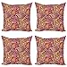 ABAKUHAUS Vistoso Set de 4 Fundas para Cojín, Paisley del Este, Estampado Digital en Ambos Lados y Cremallera, 60 cm x 60 cm, Multicolor