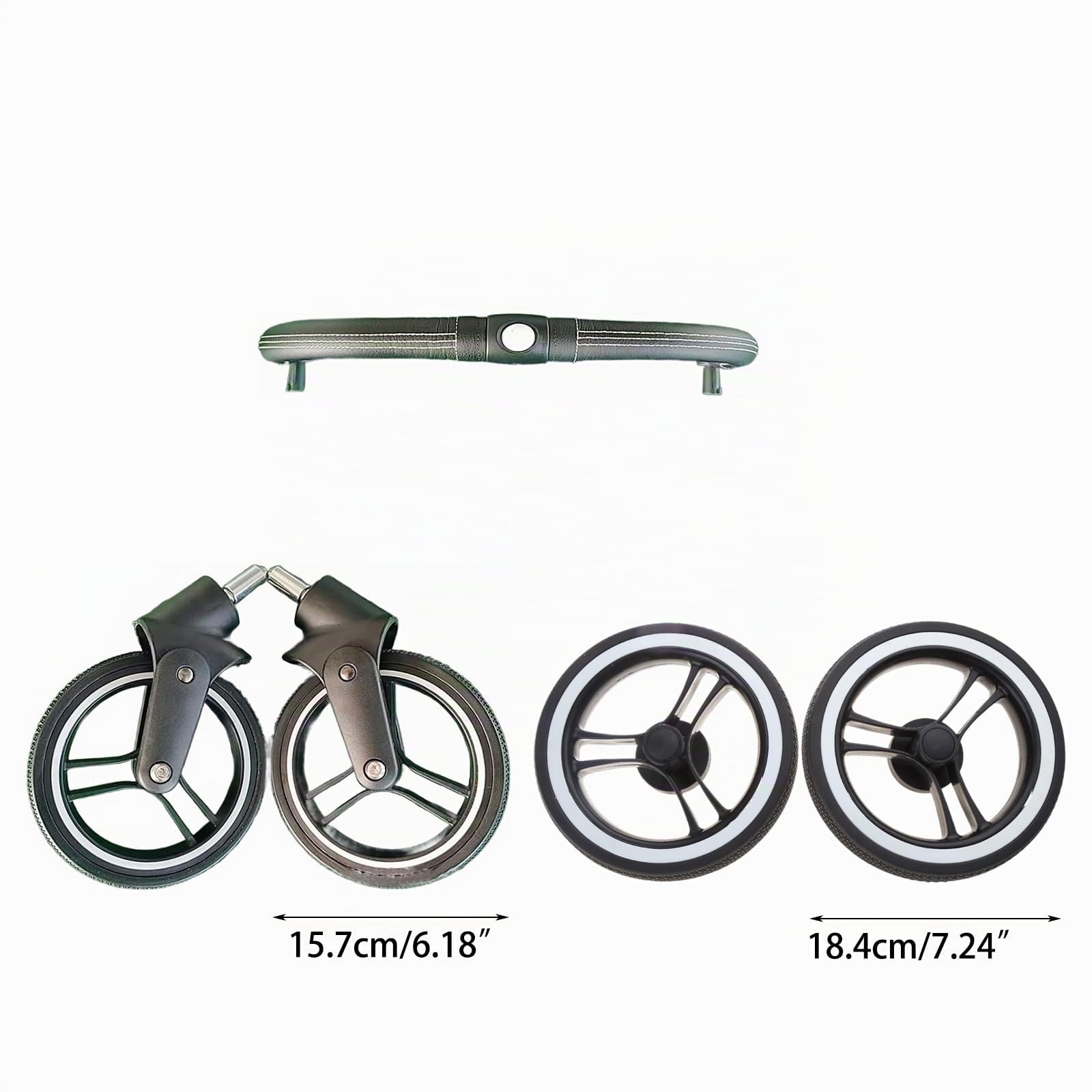 LUOFENG Roue de poussette pour bébé, roues de landau en caoutchouc et métal, accoudoir avant de rechange pour Yoya Plus Dearest