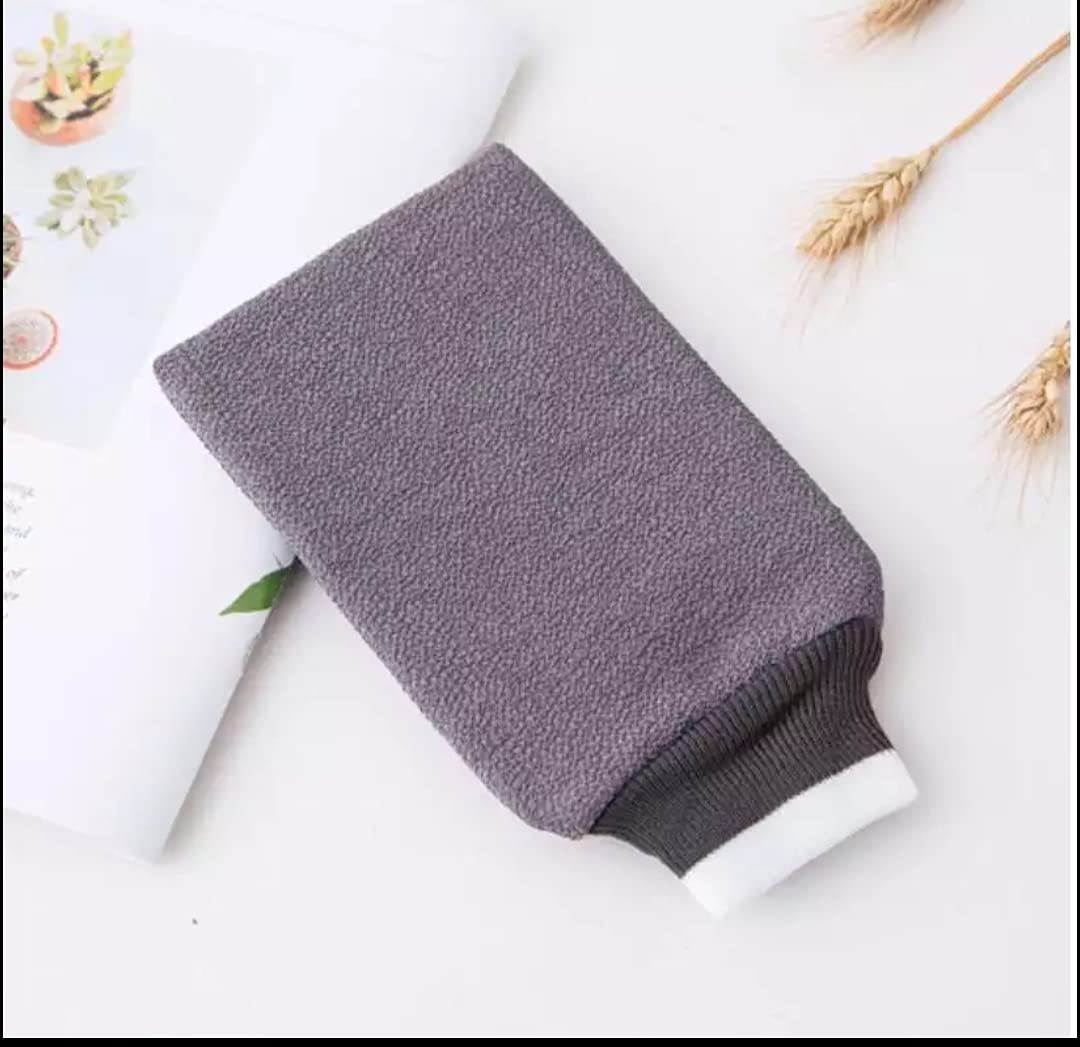 WBC WORLDBEAUTYCARE WBC Body Exfoliating Glove - Pure Viscose Fibre, Double-Layered Exfoliating Body Glove for Dead Skin, Tan Removal for Face and Body by WORLDBEAUTYCARE (Grey)