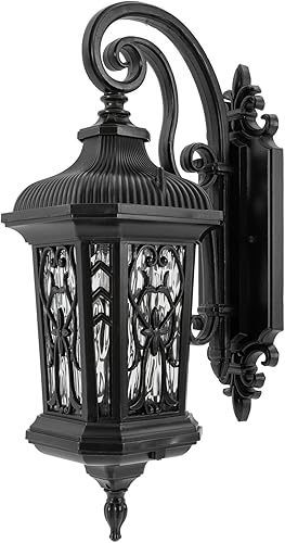 Miniatura 2 de Farol de pared exterior de 22.76 pulgadas de alto, de aluminio impermeable con cristal para exteriores, para porche delantero, patio, garaje,